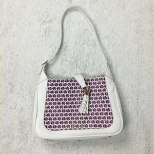 SASSY JONES White Fan Print Shoulder Bag